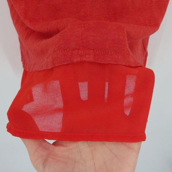 Sanctuary Women Small Solid Red All Linen Sleeveless One Pocket Tank Top Shirt - Picture 5 of 10